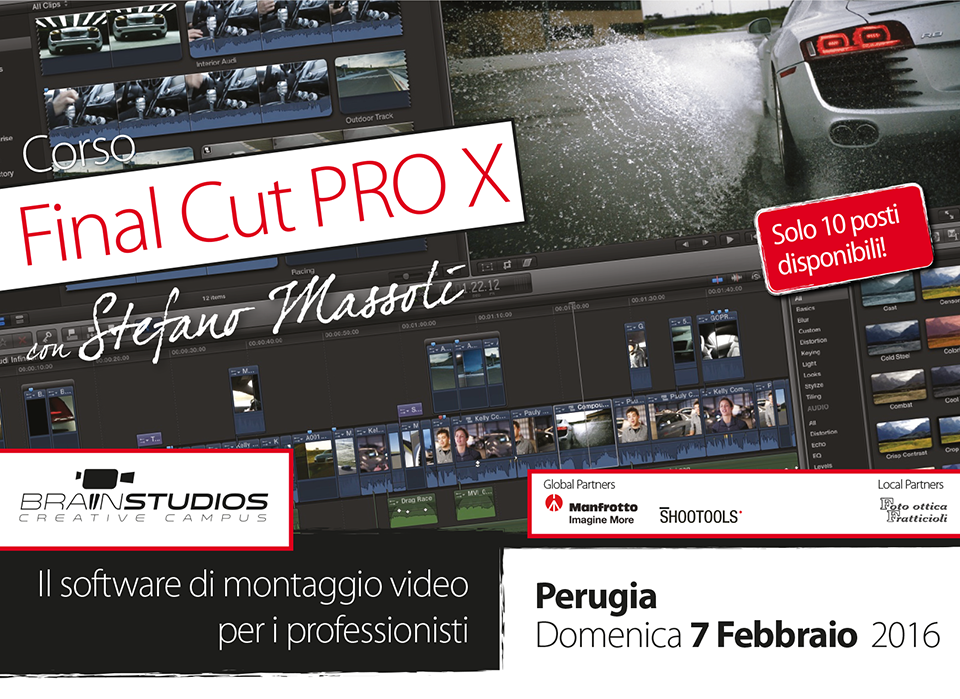 corso base apple final cut pro x editing segreti funzioni finalcut codec rendering libreria final cut proxy personaggio compound clips stabilizzazione editing multicam